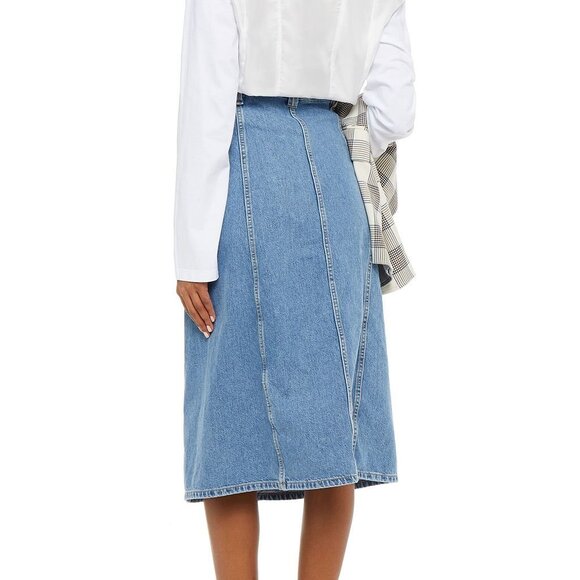 Ganni Mid-Blue Button-Front A-Line Denim Skirt - Picture 3 of 3